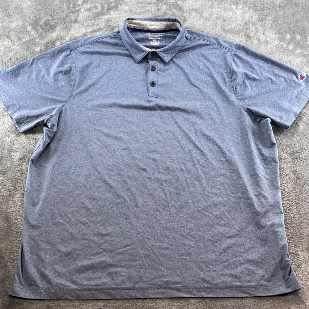 Champion Performance Mens 2XL Blue Heather Short Sleeve Polo Shirt TA 04207